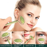 Jade Roller for Face pack of 3 Real Jade Natural Anti-Aging Face Roller for Eye Puffiness Treatment, Skin Tightening, Rejuvenate Face & Neck, Remove Wrinkles.