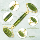 Jade Roller for Face pack of 3 Real Jade Natural Anti-Aging Face Roller for Eye Puffiness Treatment, Skin Tightening, Rejuvenate Face & Neck, Remove Wrinkles.
