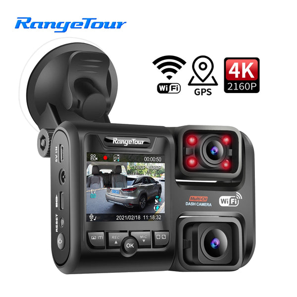 Front and Cabin Dash Cam 4K 2160P WiFi GPS 2 Camera