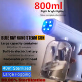 800ML 1300W Blue Light Nano Steam Gun Atomizing Fogger Disinfection-Sprayer Gun Wireless Nano Mixed Vapor Nano Spray Machine