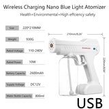 Mist Disinfection Electric Sprayer Portable Steam Atomizer Spray Blue Light Nanos Steam Sprayer 800 ML