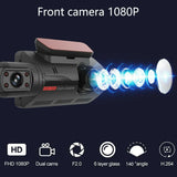 Front, Inside Dual Lens In Built WIFI Dash Cam Car DVR Front And Inside Camera Video Driving Recorder Parking Monitor Night Vision G-Sensor 1080P