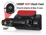 Front, Inside Dual Lens In Built WIFI Dash Cam Car DVR Front And Inside Camera Video Driving Recorder Parking Monitor Night Vision G-Sensor 1080P