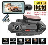 Front, Inside Dual Lens In Built WIFI Dash Cam Car DVR Front And Inside Camera Video Driving Recorder Parking Monitor Night Vision G-Sensor 1080P