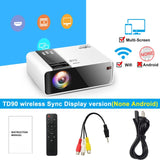 HD Mini Projector TD90 Native 1280 x 720P LED Android WiFi Projector Video Home Cinema 3D Smart Movie Game Projector