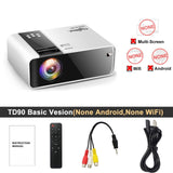 HD Mini Projector TD90 Native 1280 x 720P LED Android WiFi Projector Video Home Cinema 3D Smart Movie Game Projector