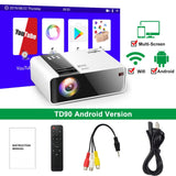 HD Mini Projector TD90 Native 1280 x 720P LED Android WiFi Projector Video Home Cinema 3D Smart Movie Game Projector