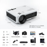 Leisure C3WQ MINI Projector Wifi Sync Display 170''  Portable Projector Support  TV Stick PS4, VGA, TF, AV,USB