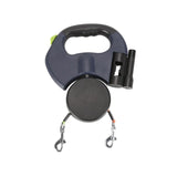 Dual Head Pet Leash Automatic Retractable 360 Degree Traction Rope Self Sealing Nylon Universal Dog Walking Chain
