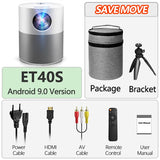 Projector Full HD 1080p ET40 Android 9 Beamer LED Mini Projector 4k Decoding Video Projector for Home Theater Cinema Mobile
