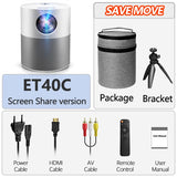 Projector Full HD 1080p ET40 Android 9 Beamer LED Mini Projector 4k Decoding Video Projector for Home Theater Cinema Mobile