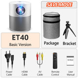 Projector Full HD 1080p ET40 Android 9 Beamer LED Mini Projector 4k Decoding Video Projector for Home Theater Cinema Mobile