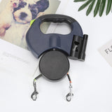 Dual Head Pet Leash Automatic Retractable 360 Degree Traction Rope Self Sealing Nylon Universal Dog Walking Chain