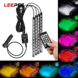 Car TV Home 48 LED Ambient Lamp Music Sync Atmosphere Interior Decorative Lights Remote Car Foot Light