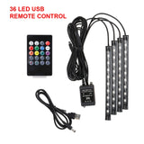 Car TV Home 48 LED Ambient Lamp Music Sync Atmosphere Interior Decorative Lights Remote Car Foot Light