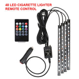 Car TV Home 48 LED Ambient Lamp Music Sync Atmosphere Interior Decorative Lights Remote Car Foot Light