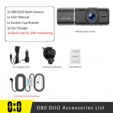 Infinity Front and Inside Dual Car Dash Cam Full HD 1080P Video Recorder Parking Monitor 24 hours