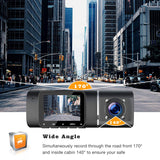 Infinity Front and Inside Dual Car Dash Cam Full HD 1080P Video Recorder Parking Monitor 24 hours