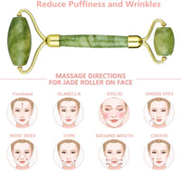 Jade Roller for Face pack of 3 Real Jade Natural Anti-Aging Face Roller for Eye Puffiness Treatment, Skin Tightening, Rejuvenate Face & Neck, Remove Wrinkles.