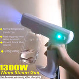 800ML 1300W Blue Light Nano Steam Gun Atomizing Fogger Disinfection-Sprayer Gun Wireless Nano Mixed Vapor Nano Spray Machine