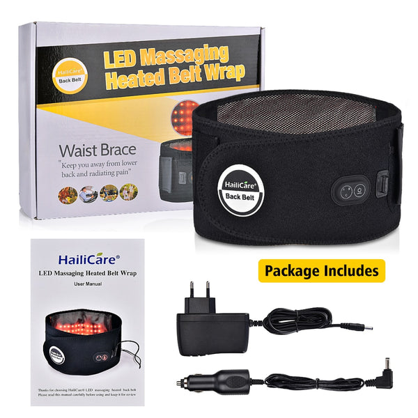 LED Heated Back Brace  Belt Support Lumbar Traction Relief
