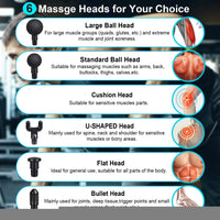 Massage Gun Cordless Percussion Massager Quiet Powerful 6 Massage Heads Provides Full Body Relief for Muscle Ache Pain Tension