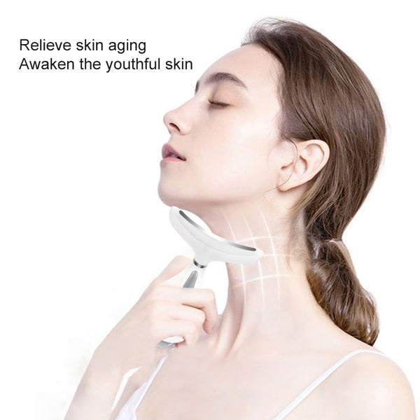 3 Colors Led Facial Neck Massager Led Photon Therapy Heating  Face Neck Wrinkle Removal Machine Reduce Double Chin Skin Lifting