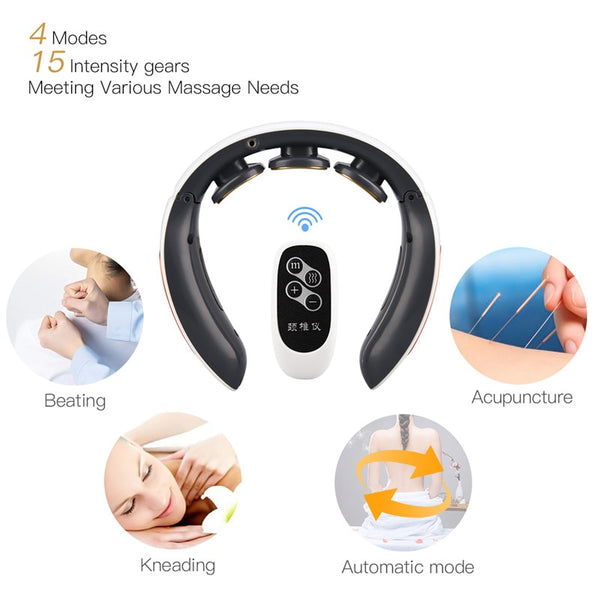 Electric Neck Massager 15 Intensity Sensing Smart Back Massage 4 Pulse  Modes USB Rechargeable Cervical Physiotherapy Instrument