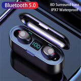 Wireless V5.0 Bluetooth Earphone HD Stereo Headphone Sports Waterproof Headset With Dual Mic and 2000mAh Battery Charge Case