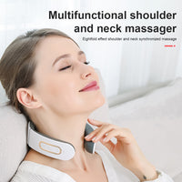 Neck Massager Portable Cordless Neck Massage Machine with Heating Vibration Impulse Function for Home Car Office Travel Supplies