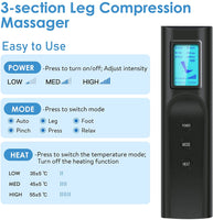 Electric Air Compression Leg Massager Heated Muscle Relax Pain Relief