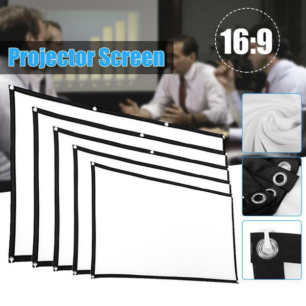 Portable 16:9 Simple Projector Curtain 60/ 72/ 84/ 100/ 120/ 150 inch HD Display Screen for Home Outdoor Office Video Projection